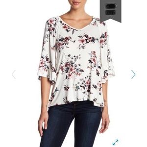 Bobeau Ivory Floral Top